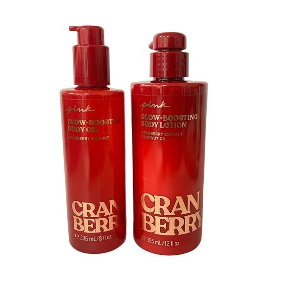 Victoria's Secret Pink Cranberry Body Lotion & Glow Boosting Body Oil Set - Picture 3 of 4